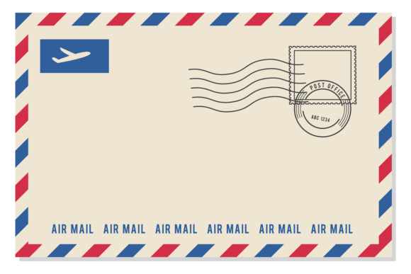 Air Mail Envelope Template: Decorative P — Graphics & Illustrations