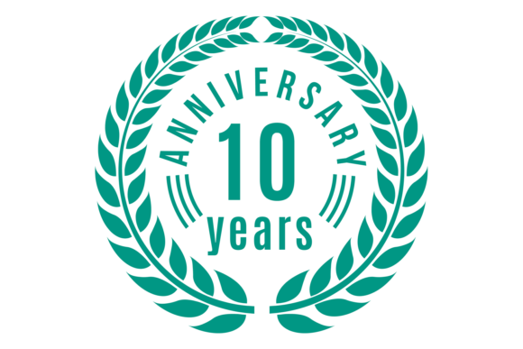 Anniversary Ten Years Label. Decorative Graphics & Illustrations
