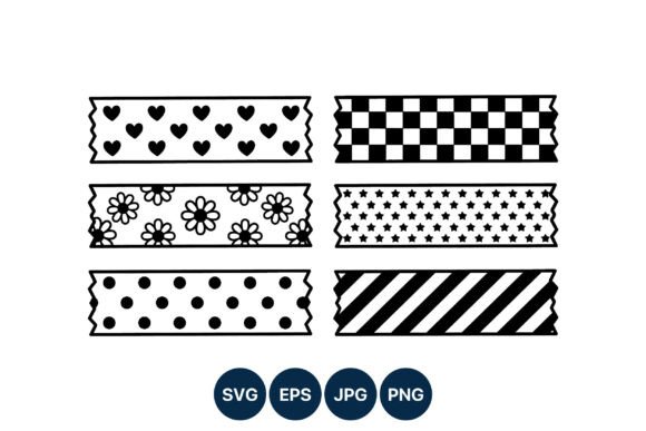 Black and White Decorative Tape Strips Graphics