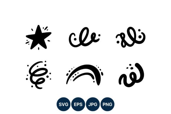 Black Decorative Swirl Star Vector Graphics