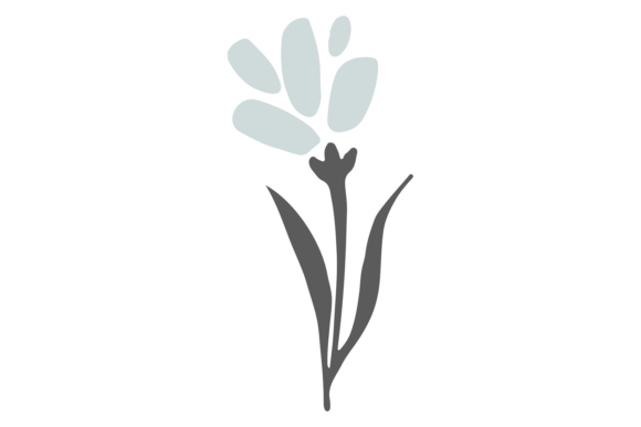 Blue Flower Print Graphics: Decorative Plant Illustrations