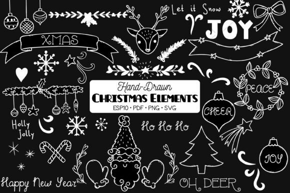 Christmas Decorative Elements White Graphics & Illustrations