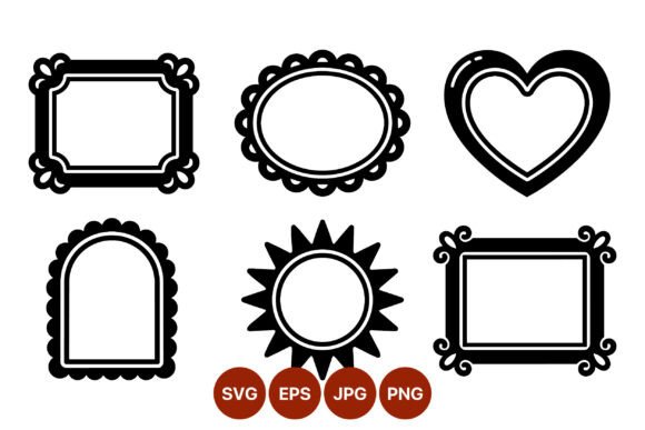 Decorative Black and White Frame Shapes Graphics