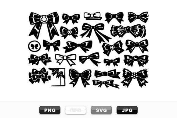 Decorative Bow Silhouette Set Graphics