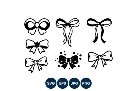 Decorative Bow Vector Line Art Graphics