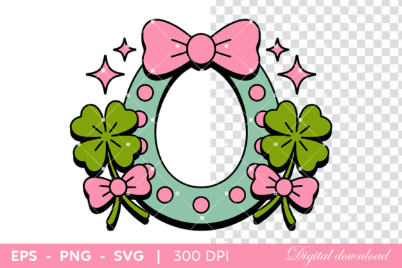 Decorative Horseshoe with Bows, Clovers