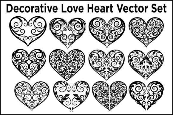 Decorative Love Heart Vector Set Graphics for Heartfelt Branding