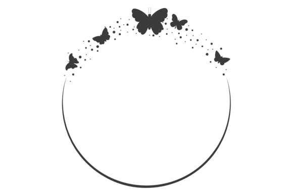 Decorative Round Frame with Flying Butte Graphics