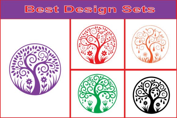 Decorative Tree Logo Vector Set Pack Graphics