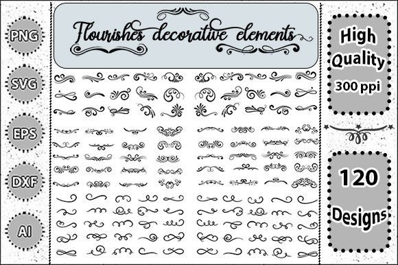 Flourishes Decorative Elements SVG Set 2: Graphics & Illustrations for Handmade Brands
