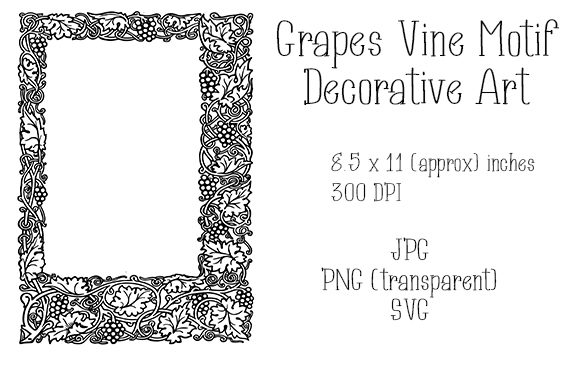 Grapes Vine Motif Decorative Art: Editorial Graphics & Illustrations