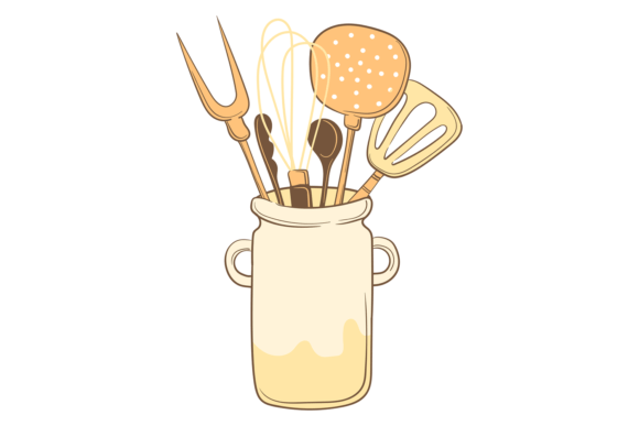 Kitchen Tools in Cute Decorative Style Graphics