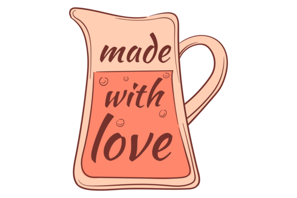 Made with Love Decorative Sticker. Cozy Graphics & Illustrations