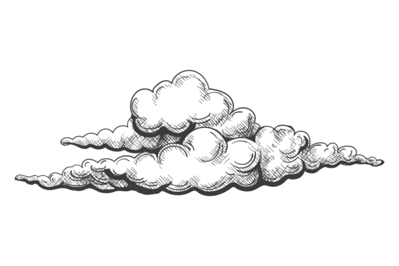 Retro Cloud Drawing for Graphics and Illustrations