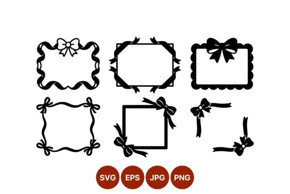 Ribbon Bow Decorative Frames Vector Art Graphics